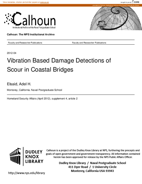 (PDF) Vibration Based Damage Detection of Scour in Coastal Bridges