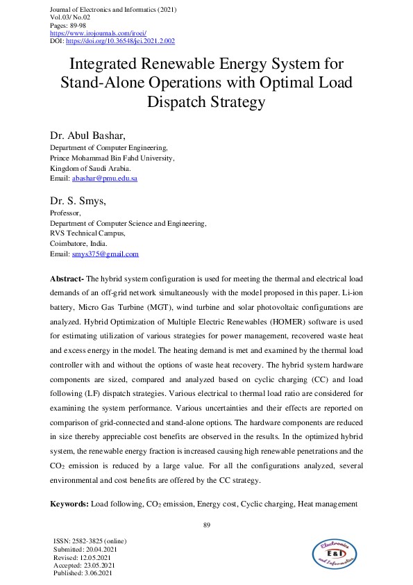 (PDF) Integrated Renewable Energy System for Stand-Alone Operations ...