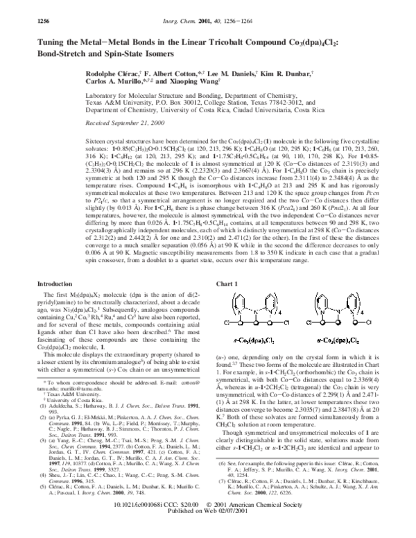 (PDF) Tuning the Metal−Metal Bonds in the Linear Tricobalt Compound Co3 ...