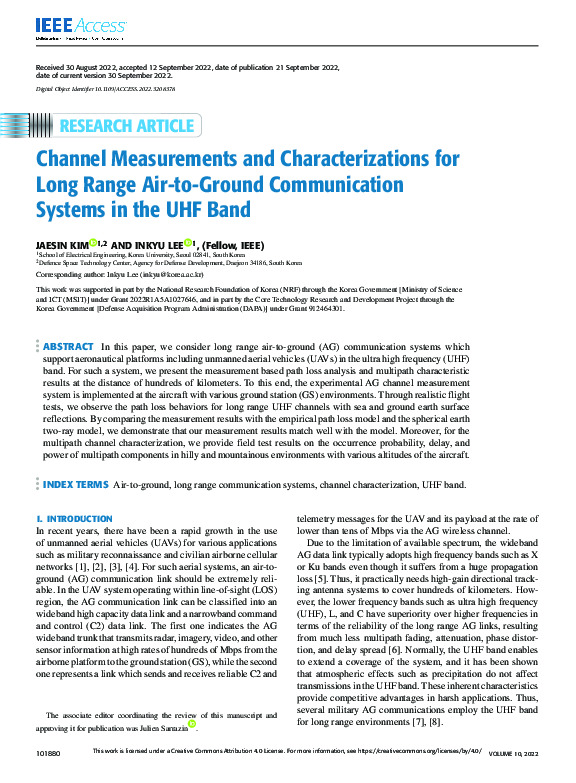 (PDF) Channel Measurements and Characterizations for Long Range Air-to ...