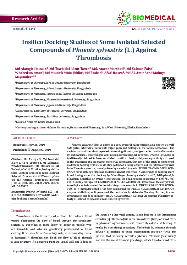 (PDF) Insilico Docking Studies of Some Isolated Selected Compounds of ...