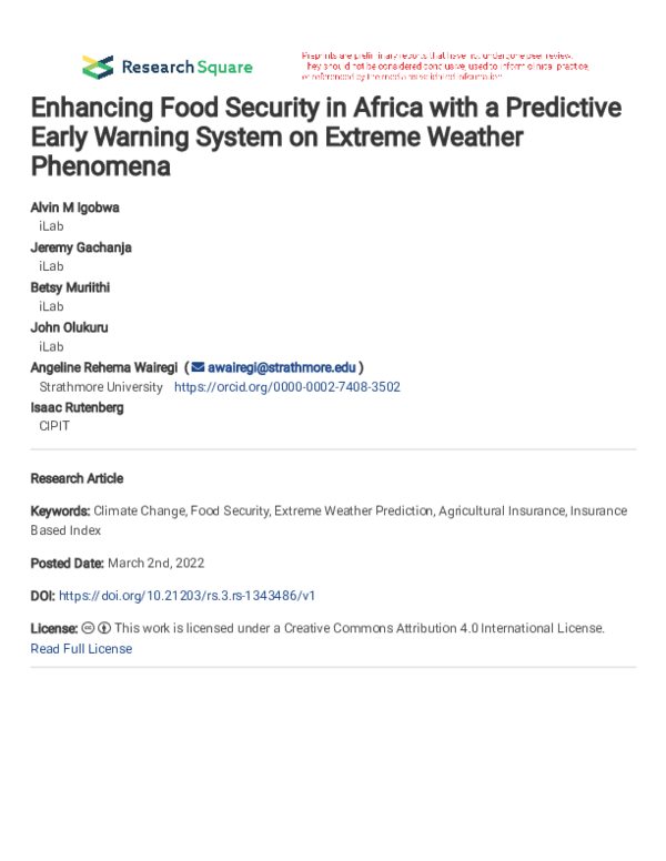 (PDF) Enhancing Food Security in Africa with a Predictive Early Warning ...