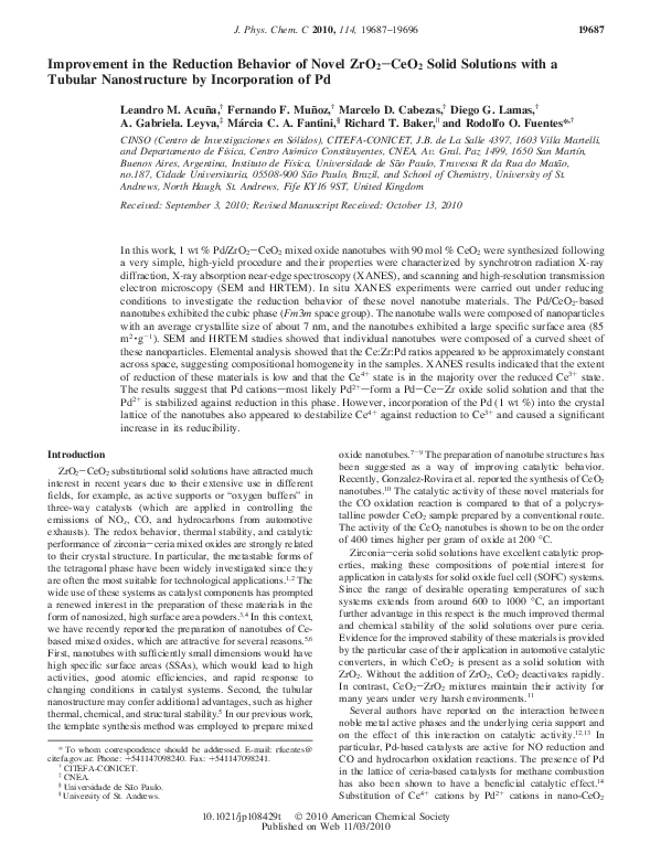 (PDF) Improvement in the Reduction Behavior of Novel ZrO2−CeO2 Solid ...