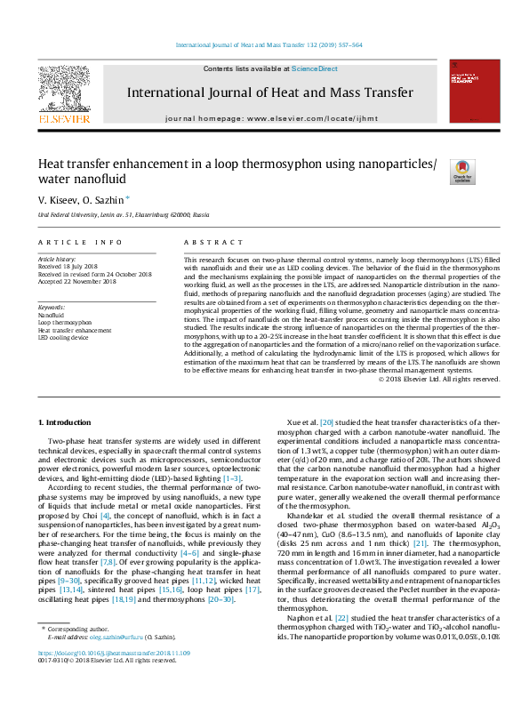 (PDF) Heat transfer enhancement in a loop thermosyphon using ...