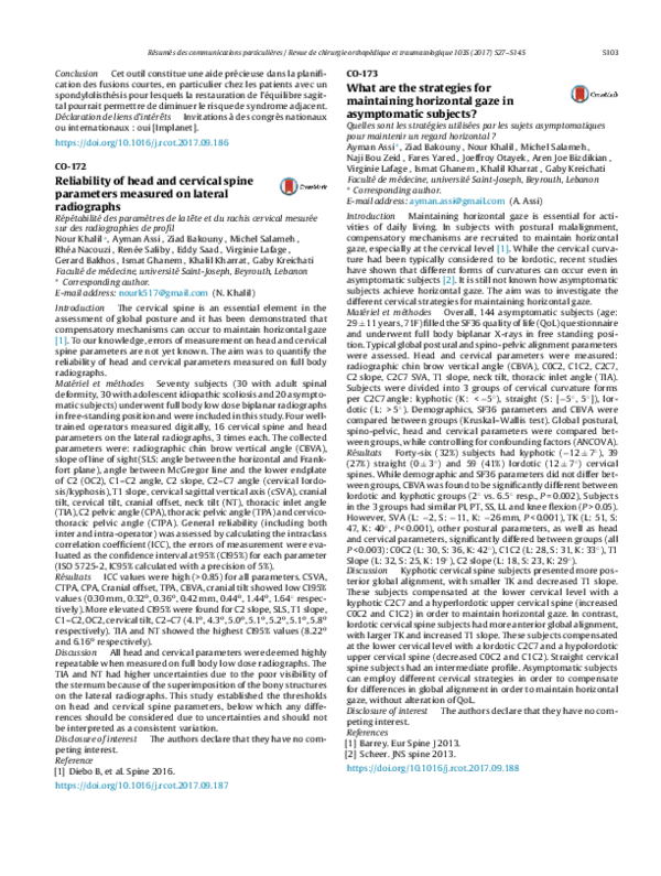 (PDF) Reliability of head and cervical spine parameters measured on ...