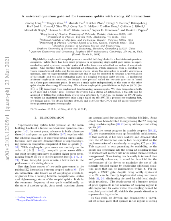 (PDF) A universal quantum gate set for transmon qubits with strong ZZ ...