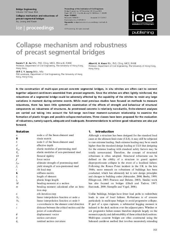 Pdf Collapse Mechanism And Robustness Of Precast Segmental Bridges Pdf Collapse Mechanism And Robustness Of Precast Segmental Bridges