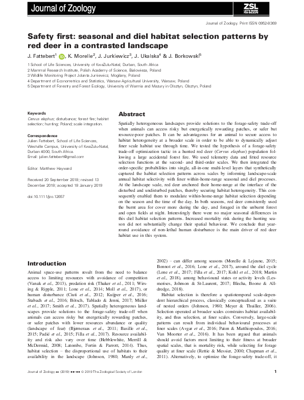 (PDF) Safety first: seasonal and diel habitat selection patterns by red ...