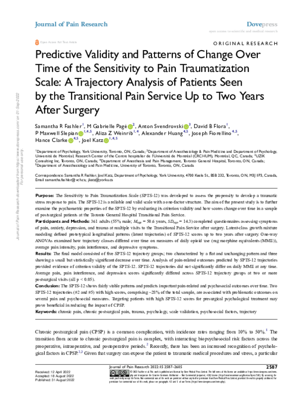 (PDF) Predictive Validity and Patterns of Change Over Time of the ...