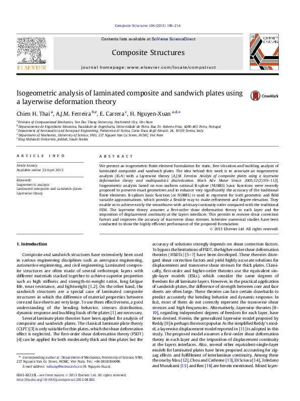 (PDF) Isogeometric analysis of laminated composite and sandwich plates ...