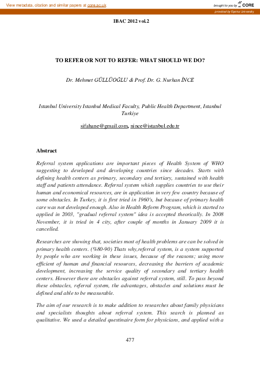 (PDF) To Refer or Not to Refer: What Should We Do?
