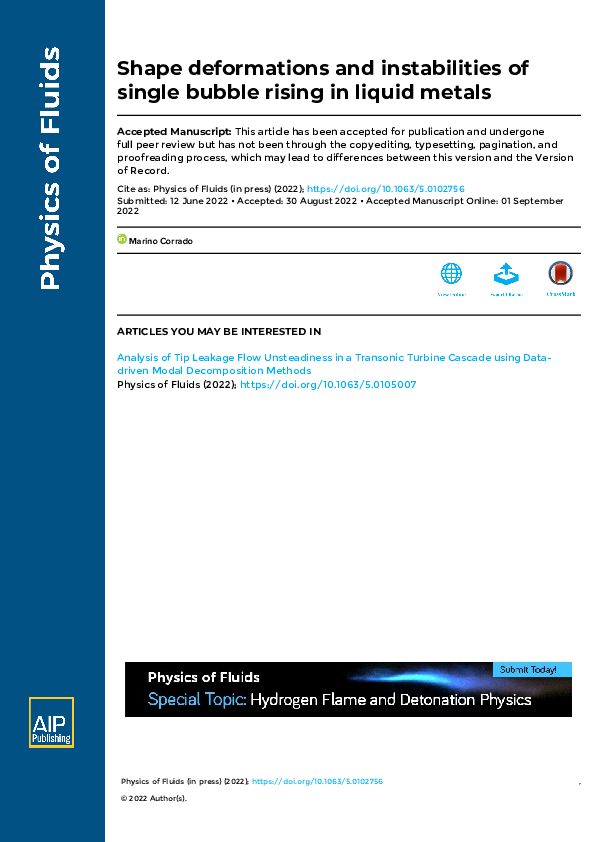 (PDF) Shape deformations and instabilities of single bubble rising in ...