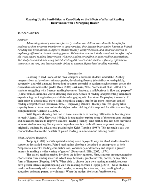 (PDF) Opening Up the Possibilities: A Case Study on the Effects of a ...