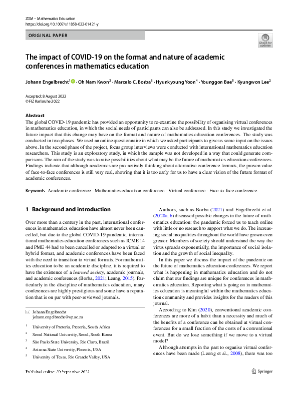 (PDF) The impact of COVID-19 on the format and nature of academic ...