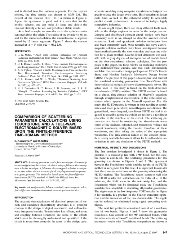 (PDF) Comparison of scattering parameter calculations using touchstone ...