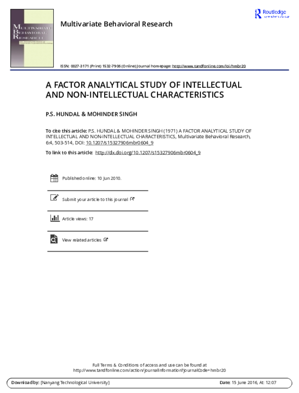 (PDF) A Factor Analytical Study of Intellectual and Non-Intellectual ...