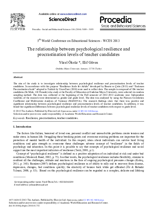 (PDF) The Relationship between Psychological Resilience and ...