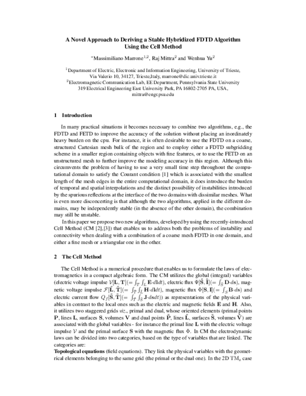 (PDF) A novel approach to deriving a stable hybridized FDTD algorithm ...