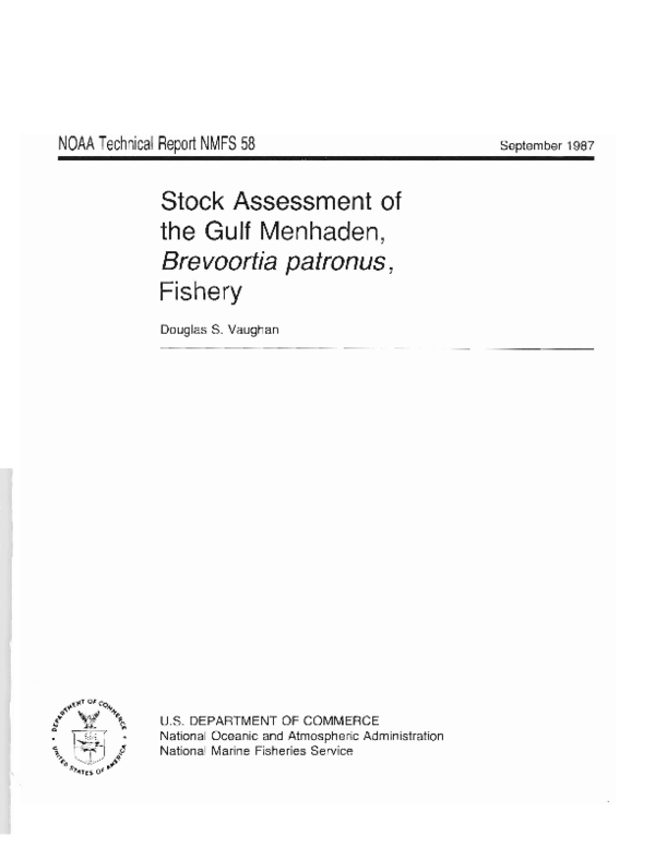 (PDF) Stock assessment of the Gulf menhaden, Brevoortia patronus