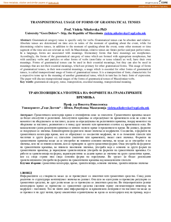 (PDF) Transpositional usage of forms of grammatical tenses