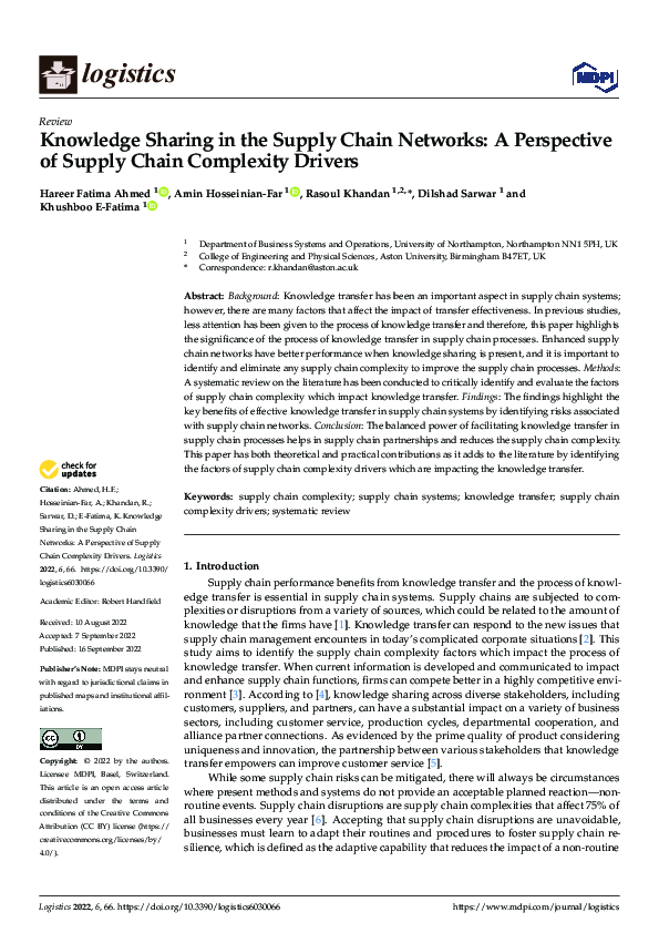 (PDF) Knowledge Sharing in the Supply Chain Networks: A Perspective of ...