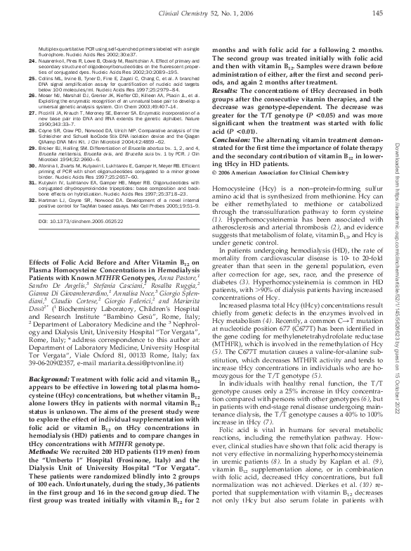 (PDF) Effects of Folic Acid Before and After Vitamin B12 on Plasma ...
