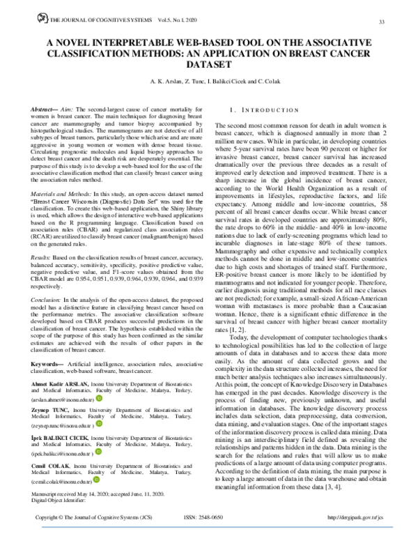 (PDF) A Novel Interpretable Web-Based Tool on the Associative ...