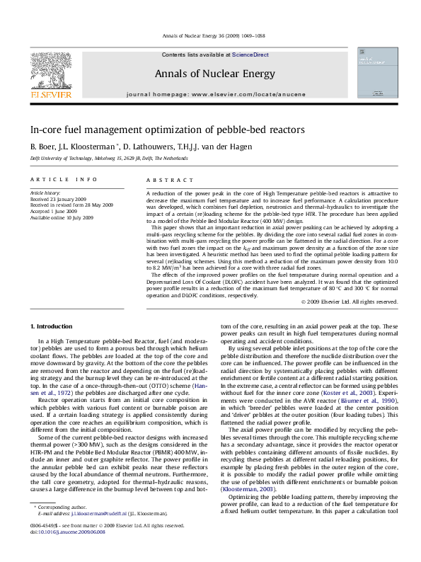 (PDF) In-core fuel management optimization of pebble-bed reactors