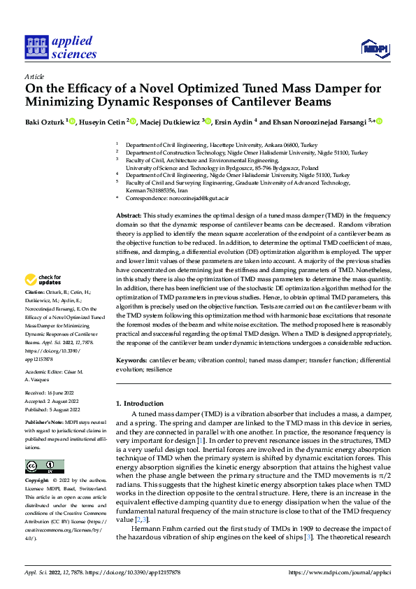 (PDF) On the Efficacy of a Novel Optimized Tuned Mass Damper for ...