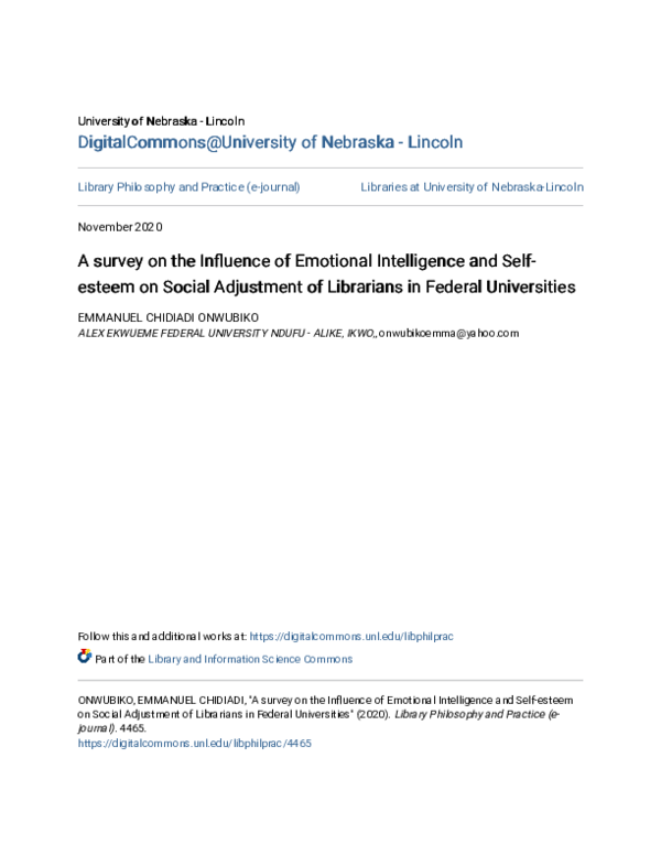 (PDF) A survey on the Influence of Emotional Intelligence and Self ...