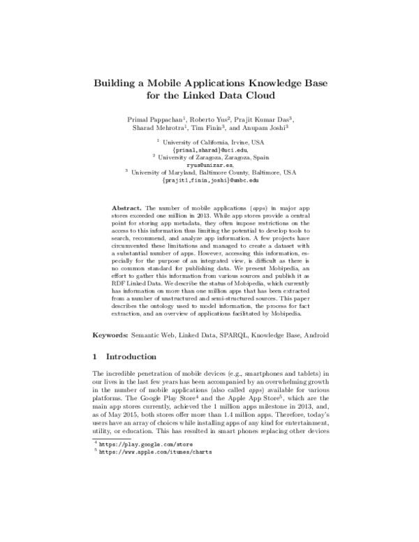 (PDF) Building a Mobile Applications Knowledge Base for the Linked Data ...