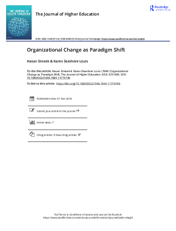 (PDF) Organizational Change as Paradigm Shift