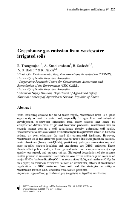 (PDF) Greenhouse gas emission from wastewater irrigated soils