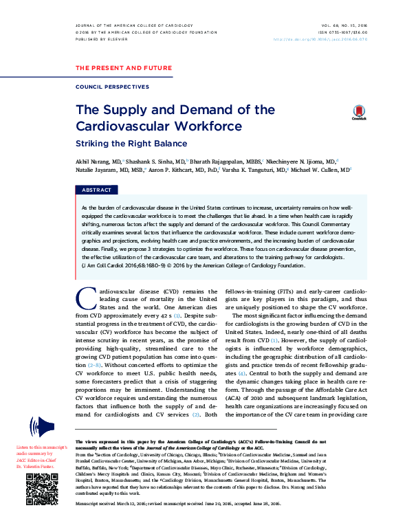 (PDF) The Supply and Demand of the Cardiovascular Workforce | michael ...