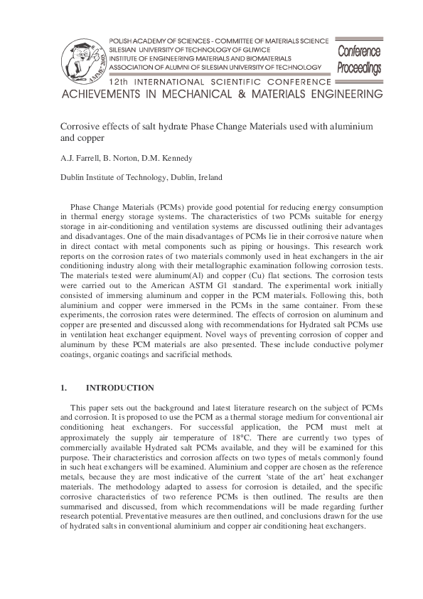 (PDF) Corrosive effects of salt hydrate phase change materials used