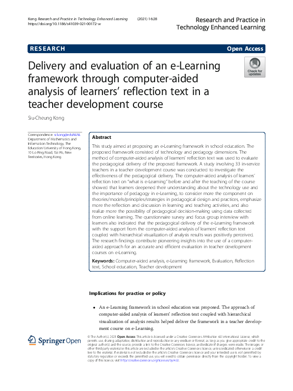 (PDF) Delivery and evaluation of an e-Learning framework through ...