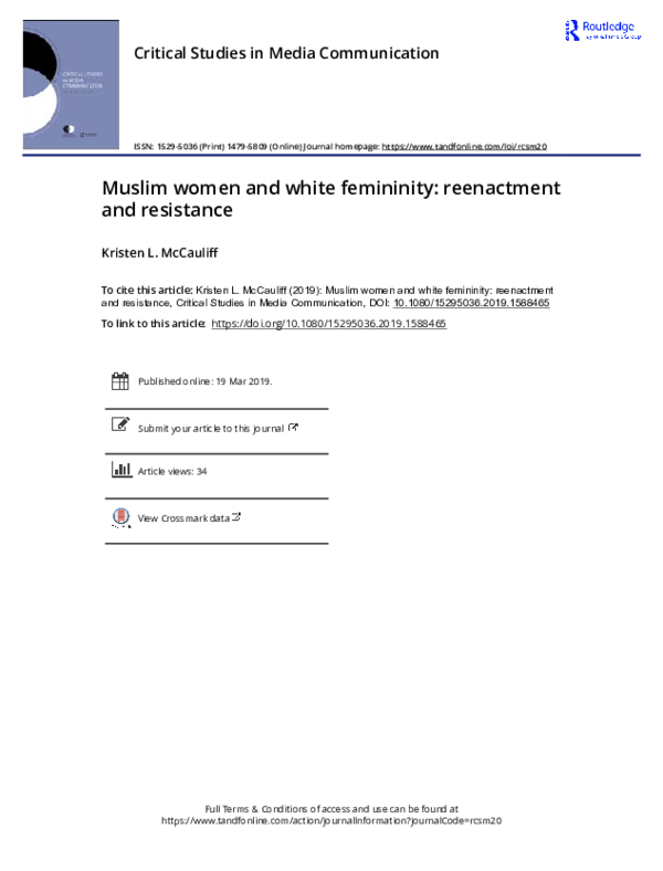 (PDF) Muslim women and white femininity: reenactment and resistance