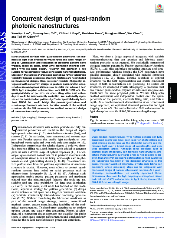 (PDF) Concurrent design of quasi-random photonic nanostructures