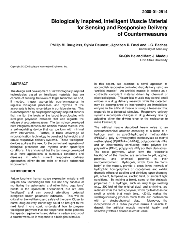 (PDF) Biologically Inspired, Intelligent Muscle Material for Sensing ...