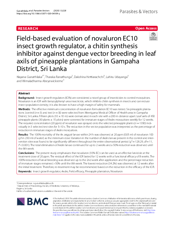 (PDF) Field-based evaluation of novaluron EC10 insect growth regulator ...