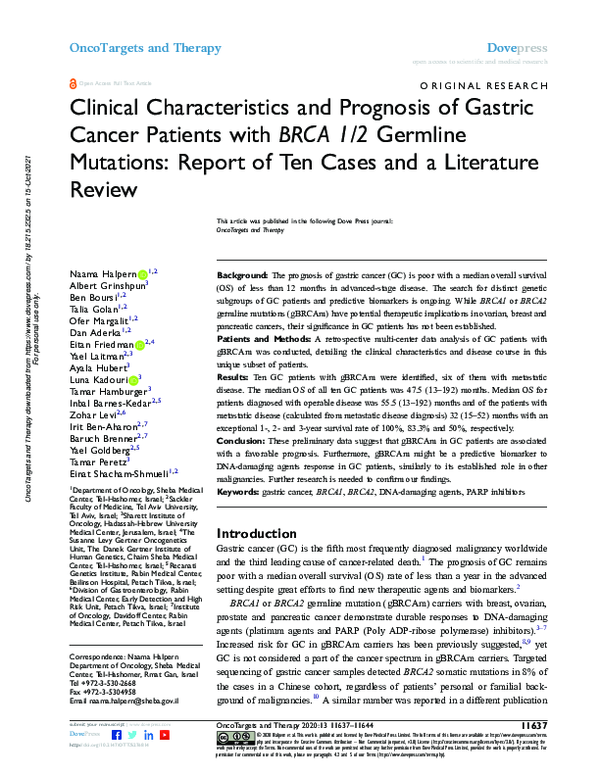 (PDF) Clinical Characteristics and Prognosis of Gastric Cancer Patients ...