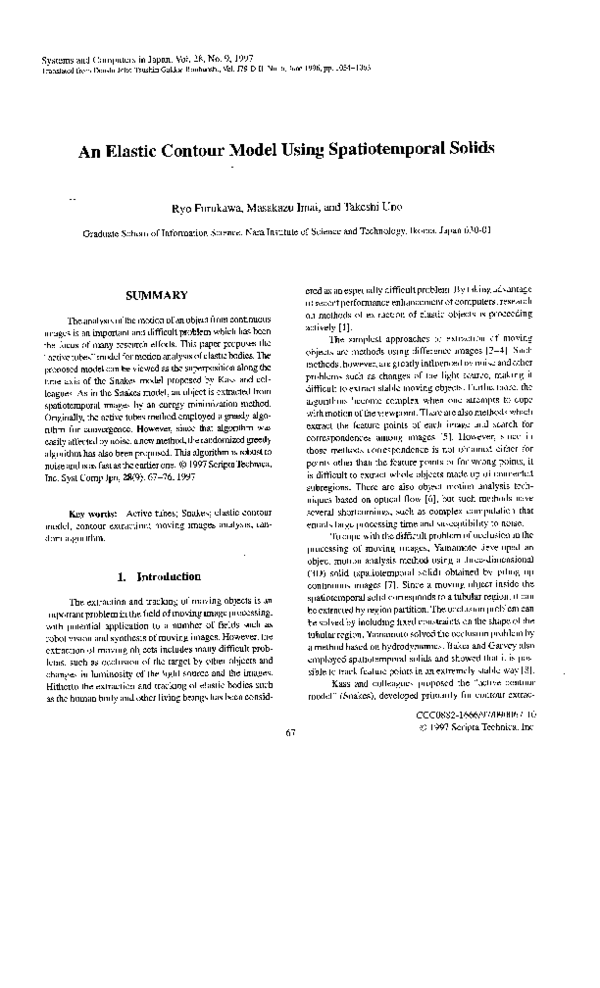 (PDF) An elastic contour model using spatiotemporal solids