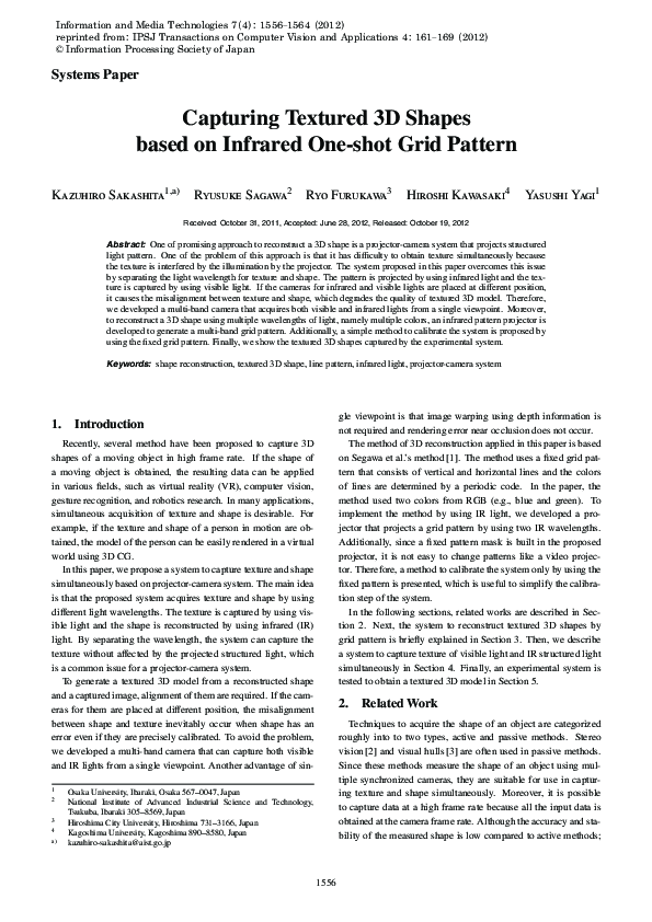 (PDF) Capturing Textured 3D Shapes based on Infrared One-shot Grid Pattern