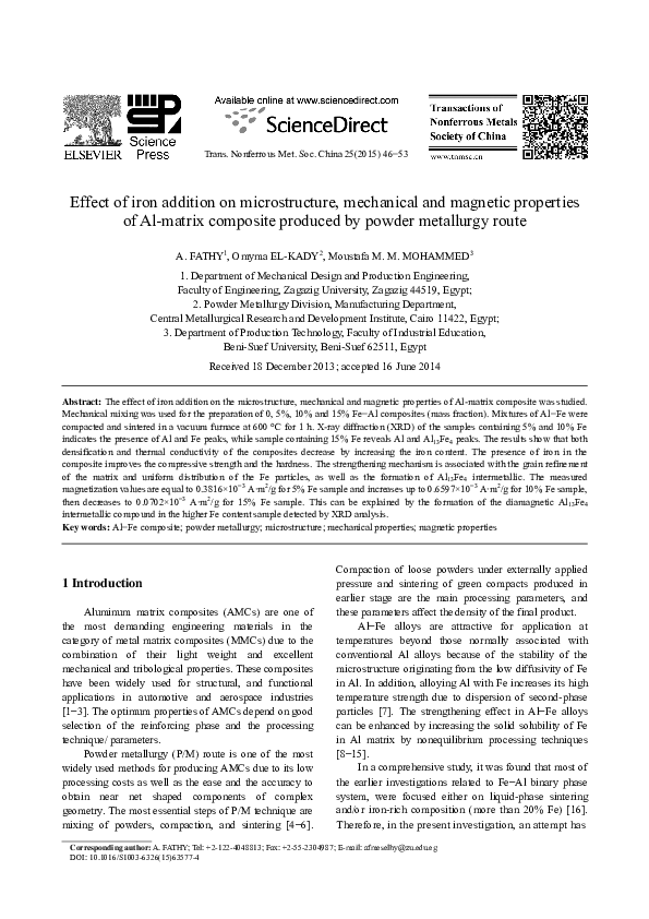 (PDF) Effect of iron addition on microstructure, mechanical and ...