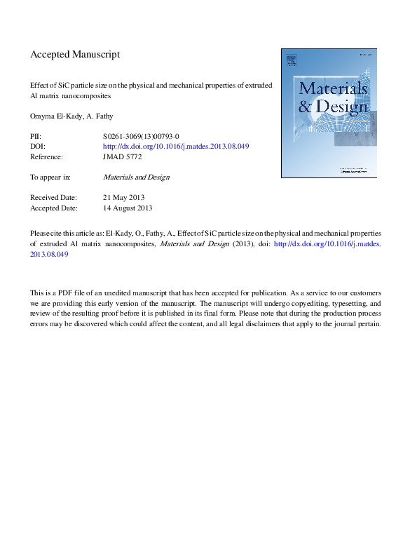 (PDF) Effect of SiC particle size on the physical and mechanical ...