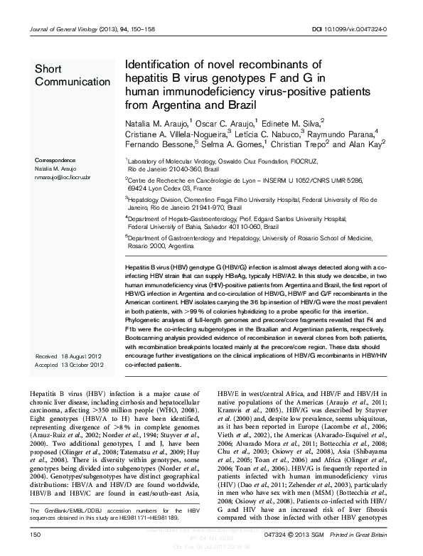 (PDF) Identification of novel recombinants of hepatitis B virus ...
