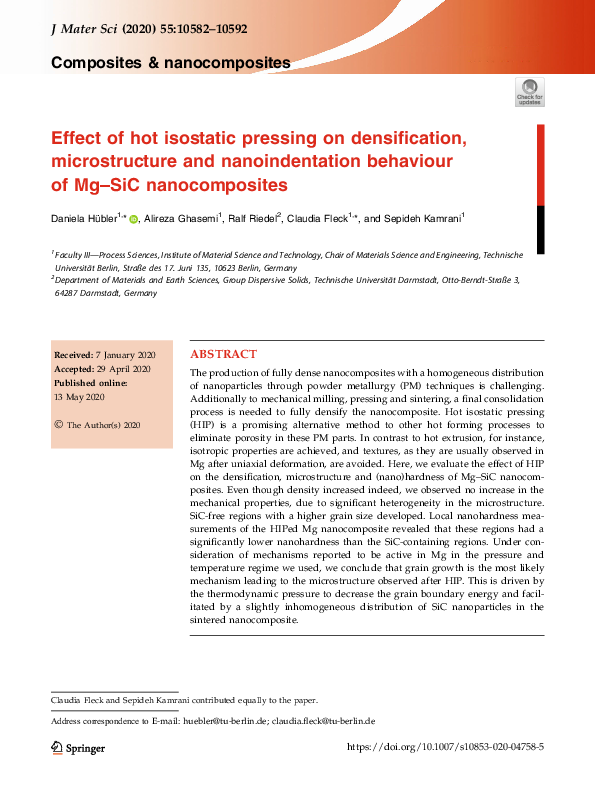 (PDF) Effect of hot isostatic pressing on densification, microstructure ...