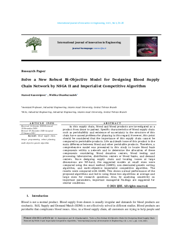 (PDF) Solve a New Robust Bi-Objective Model for Designing Blood Supply ...