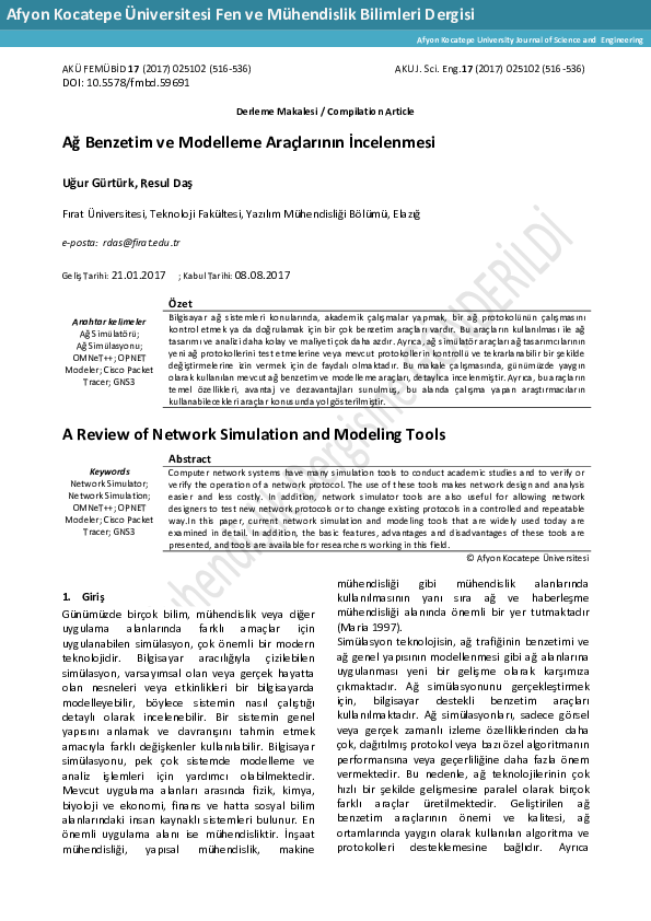 (PDF) A Review of Network Simulation and Modeling Tools