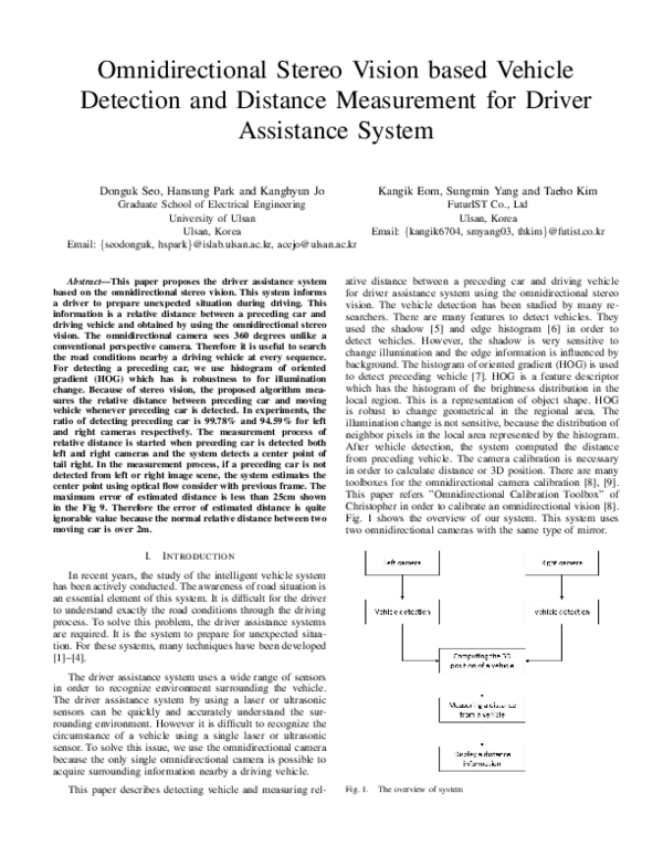 (PDF) Omnidirectional stereo vision based vehicle detection and ...